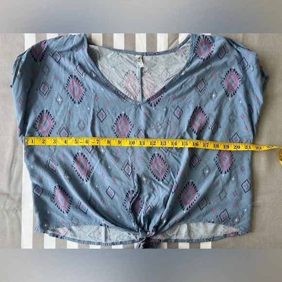 4/$20 🦋 Vintage Y2K 90s Mud Tie Front Crop Top Blouse XL - Picture 6 of 8